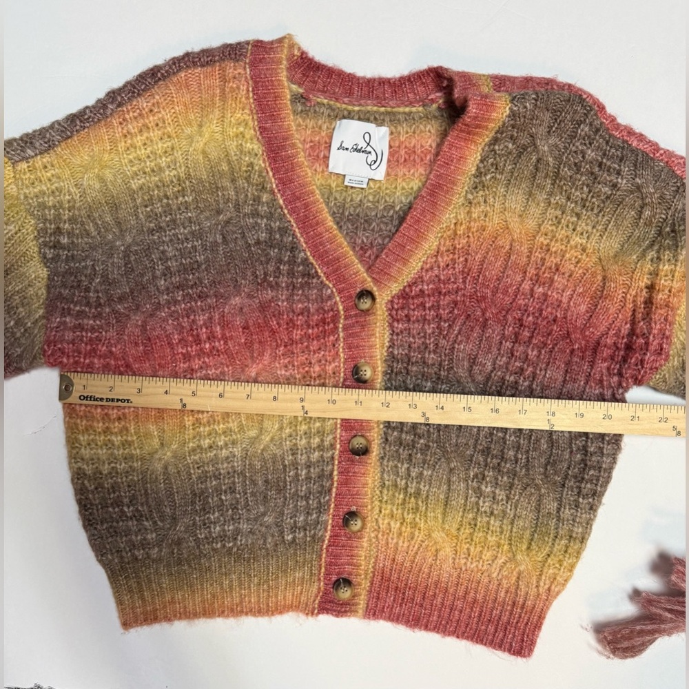 Sam Edelman Vibrant Fringe Cardigan Sweater bell sleeve wool size M - Picture 8 of 16